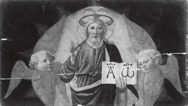 Anonimo — Maestro di San Miniato - sec. XV - Dio Padre benedicente e angeli — insieme
